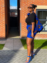 Goldie Ankara High Waisted Shorts| Blue African Print