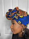 Zuri Blue and Brown Ankara Headwrap/Scarf