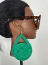 Green Triangle circle Rattan Earring