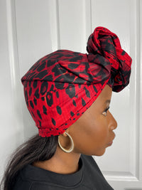 Awah Red and Black Ankara Headwrap/Scarf