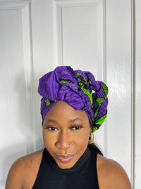 ASA Green and Purple Ankara Headwrap/Scarf