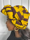 Abby Ankara Headwrap/Scarf |Yellow and Brown African Print