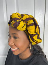 Abby Ankara Headwrap/Scarf |Yellow and Brown African Print