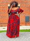 Beatrice Ankara Maxi Dress | Red African Print