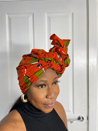 Annette Orange Ankara Headwrap/Scarf