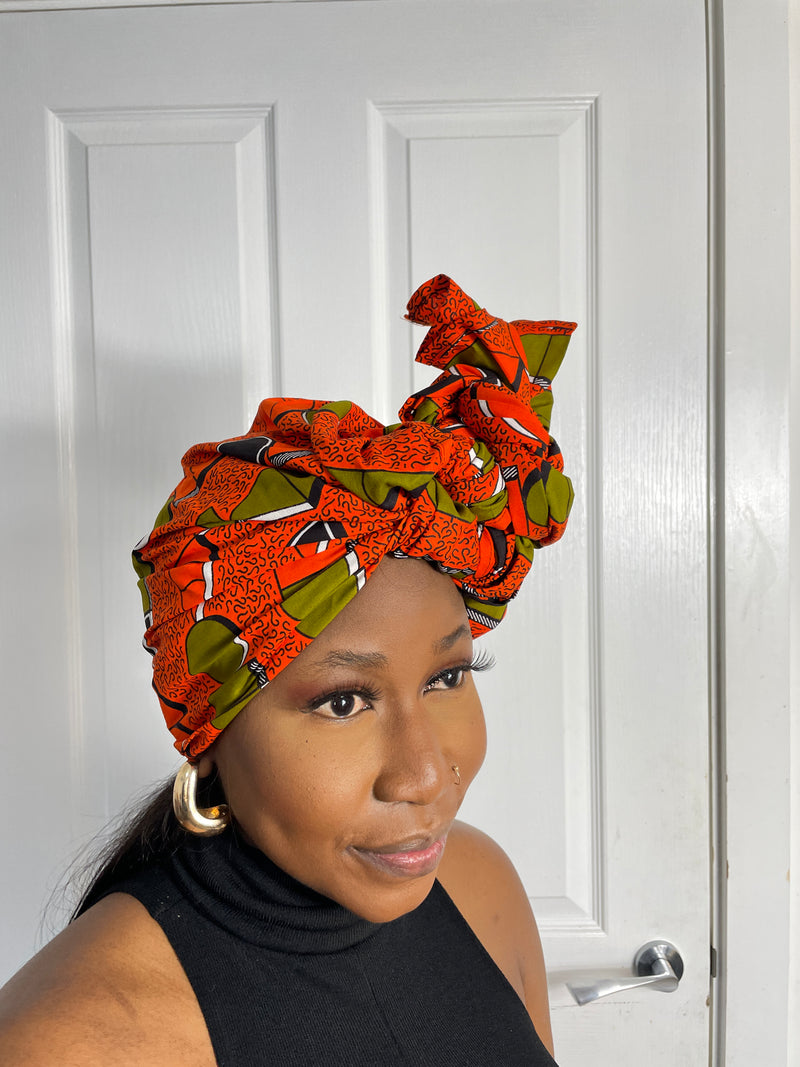 Annette Orange Ankara Headwrap/Scarf