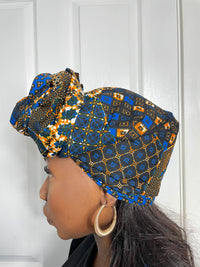 Devyn Blue and Yellow Ankara Headwrap/Scarf