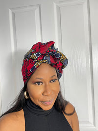 Almah Red Ankara Headwrap/Scarf