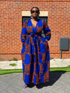 Bekky Ankara Maxi Dress | Blue and Orange African Print