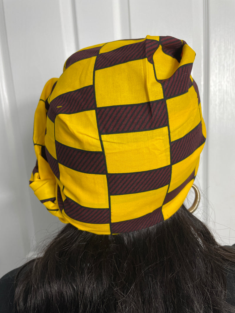 Abby Ankara Headwrap/Scarf |Yellow and Brown African Print