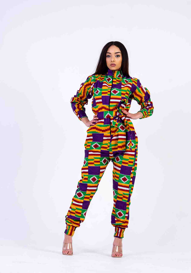 Mahi Ankara Jumpsuit | Purple and Yellow African Print