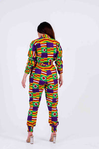 Mahi Ankara Jumpsuit | Purple and Yellow African Print