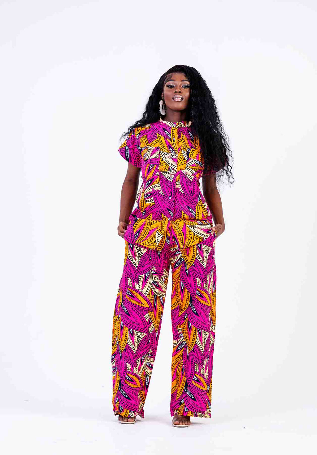 Berry Ankara High Waisted Trouser | Pink African Print
