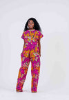 Berry Ankara High Waisted Trouser | Pink African Print