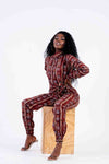 Mila Ankara Jumpsuit | Maroon African Print