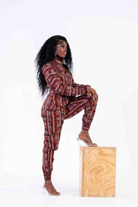 Mila Ankara Jumpsuit | Maroon African Print