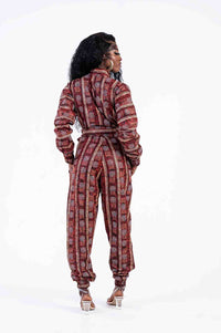 Mila Ankara Jumpsuit | Maroon African Print