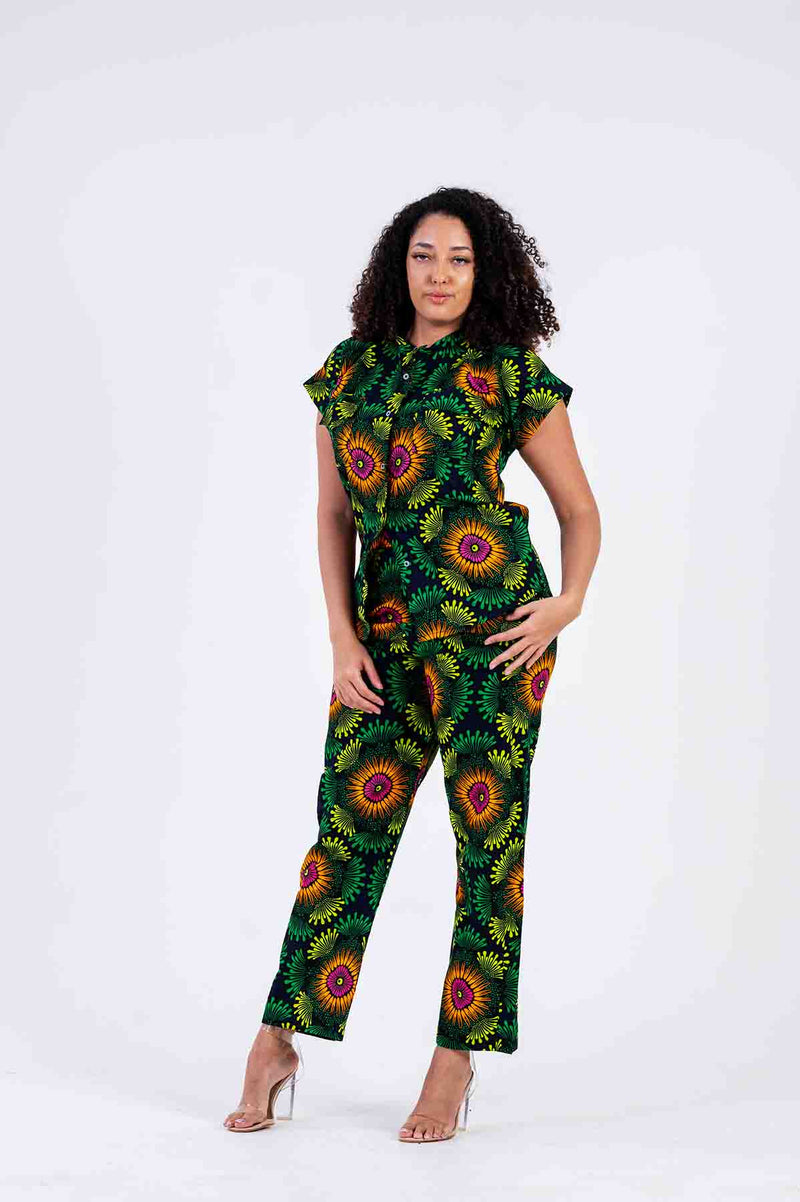 Bukky Ankara Shirt | Green African Print