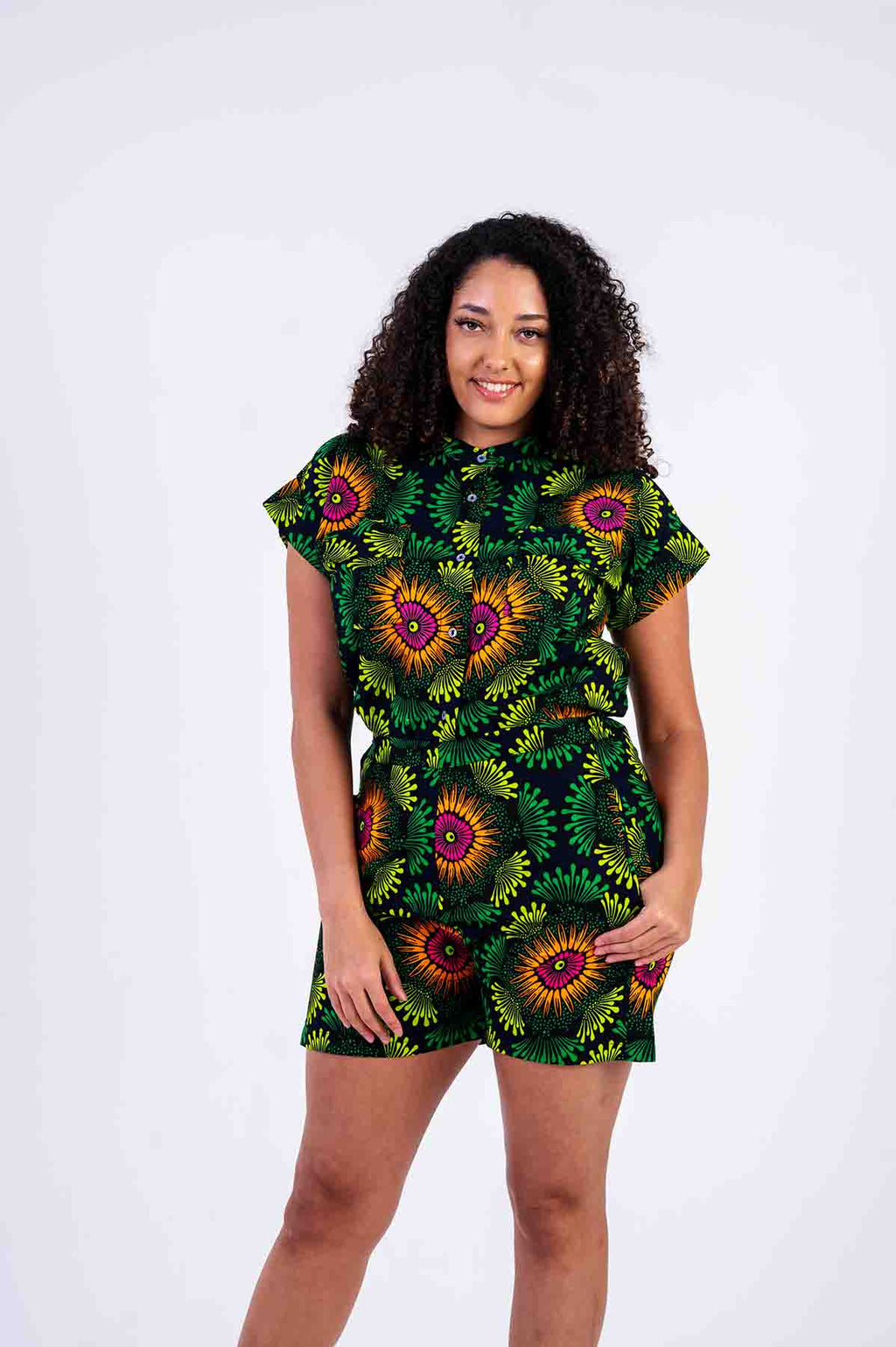 Bukky Ankara High Waisted Shorts | Green African Print