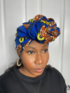 Zuri Blue and Brown Ankara Headwrap/Scarf