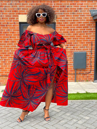 Beatrice Ankara Maxi Dress | Red African Print