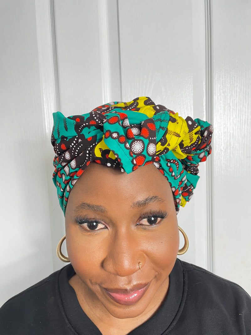 Ayo Teal and yellow Ankara Headwrap/Scarf