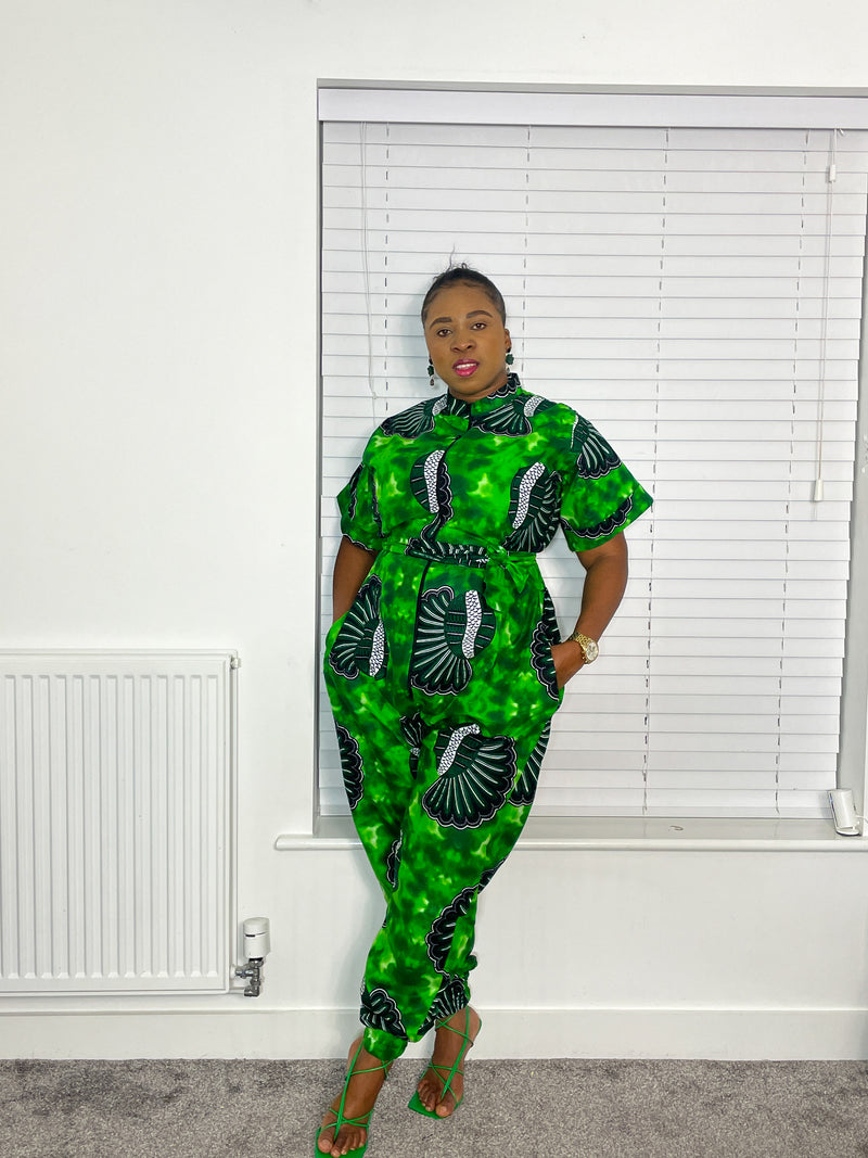 Andrea Green Ankara Jumpsuit