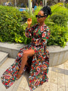 Alex Ankara Maxi Dress | White and Red Multicolored African Print