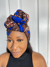 Ashlynn Blue and Brown Ankara Headwrap/Scarf