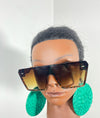 Green Circle African Rattan Earring