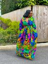 Belva Ankara Maxi Dress | Green and Yellow Multicoloured African Print