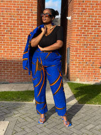 Goldie Ankara High waisted Trouser | Blue African Print