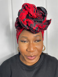 Awah Red and Black Ankara Headwrap/Scarf