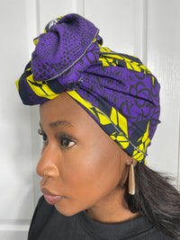 Sheila Purple and Yellow Headwrap | African Print