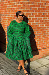 Lola Ankara Midi Dress | Green African Print