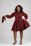 Eno Ankara Mini Dress | Red and Black African Print