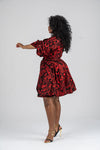 Eno Ankara Mini Dress | Red and Black African Print