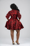 Eno Ankara Mini Dress | Red and Black African Print