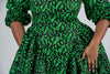 Lola Ankara Midi Dress | Green African Print