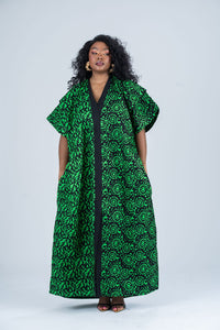 Bolu Ankara Bubu Dress | Green African Print