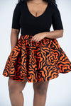 Julie Ankara High Waisted Flare Short | Orange and Black African Print