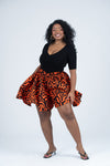 Julie Ankara High Waisted Flare Short | Orange and Black African Print