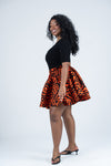 Julie Ankara High Waisted Flare Short | Orange and Black African Print