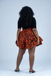 Julie Ankara High Waisted Flare Short | Orange and Black African Print