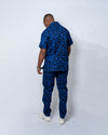 Femi Ankara Men Short Sleeve Shirt | Blue and Black African Print