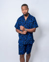 Femi Ankara Men Short | Blue and Black African Print