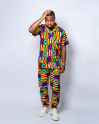 Blake Ankara Men Trouser | Purple and Yellow African Print