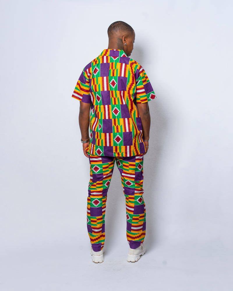 Blake Ankara Men Trouser | Purple and Yellow African Print