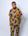 Blake Ankara Men Trouser | Purple and Yellow African Print