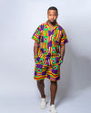 Blake Ankara Men Shorts | Purple and Yellow African Print